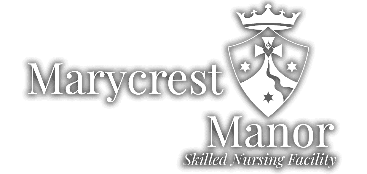 Marycrest Manor Logo in White with drop shadow